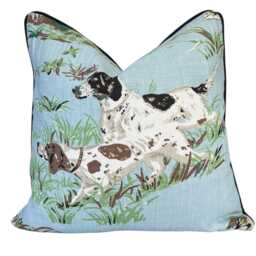 Schumacher Luxury Designer Pointers Sky Blue Cushion Pillow Cover - thumbnail 3