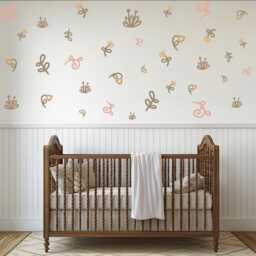 Boho Floral Wall Decals For Nursery, Neutral Flower Stickers, Peel & Stick Girls Bedroom Decor, Kids Room - thumbnail 1