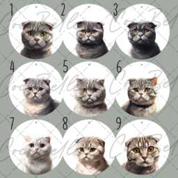 Personalised Scottish Fold Bauble, Any Colour Digital Illustration Real Glitter Grey Cat Name Christmas Mum Gift Ideas Lover Owner - thumbnail 2
