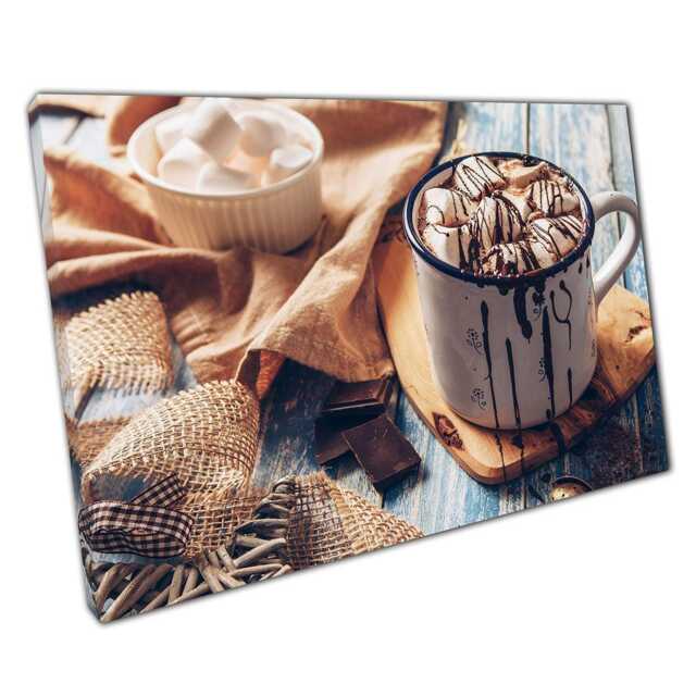 Frothy Hot Chocolate Canvas Print Cozy Cafe Aesthetic Wall Art For Home & Office Decor - image 1