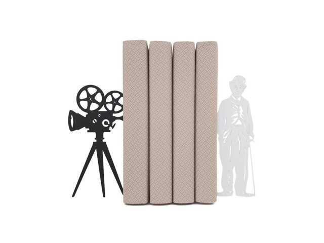Charlie Chaplin Movie Bookends - Metal Props Camera Library Bookshelf Decor Black & White Film Bookend - image 1