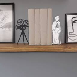 Charlie Chaplin Movie Bookends - Metal Props Camera Library Bookshelf Decor Black & White Film Bookend - thumbnail 3