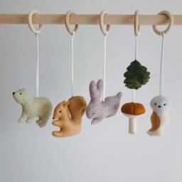 Baby Gym Hanging Toys Handmade Felt Woodland Animals - thumbnail 2