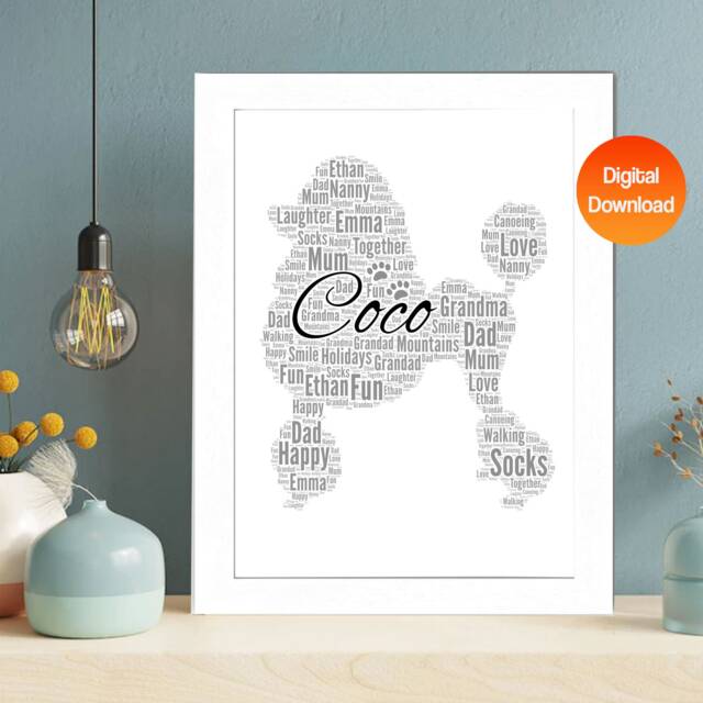 Personalized Poodle Word Art Print, Dog Lover Gift - Digital Download - image 1