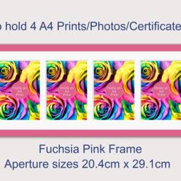 Multi Photo Frame To Hold 4 A4 Certificate Or Photos - Rainbow Colours Pink/Purple/Grey - thumbnail 2