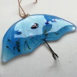 Fused Glass Umbrella Key Hook Handmade Home Storage Organizer - thumbnail 3