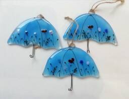Fused Glass Umbrella Key Hook Handmade Home Storage Organizer