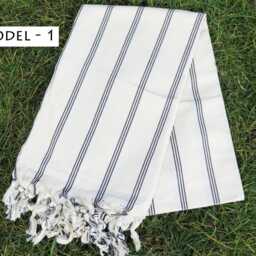 Personalized Turkish Cotton Beach Towel Black Striped Peshtemal - thumbnail 2
