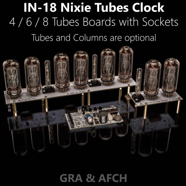 Nixie Tube Clock In-18 - Columns [6, 8 Tubes] Arduino Compatible For Boyfriend, Husband, Vintage, Glowing Clock, Gift, Steampunk - image 1