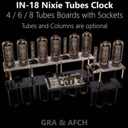 Nixie Tube Clock In-18 - Columns [6, 8 Tubes] Arduino Compatible For Boyfriend, Husband, Vintage, Glowing Clock, Gift, Steampunk - thumbnail 1
