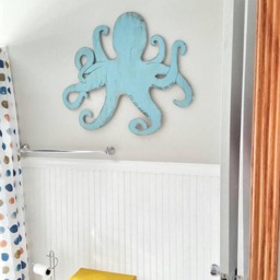 Octopus Wall Art Decor Outdoor Sign Beach Wooden - thumbnail 2