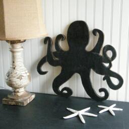 Octopus Wall Art Decor Outdoor Sign Beach Wooden - thumbnail 3