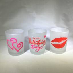 Frosted Valentine Votive Candle Holders - Cupid, Hearts, Love Set Of 3 - thumbnail 2