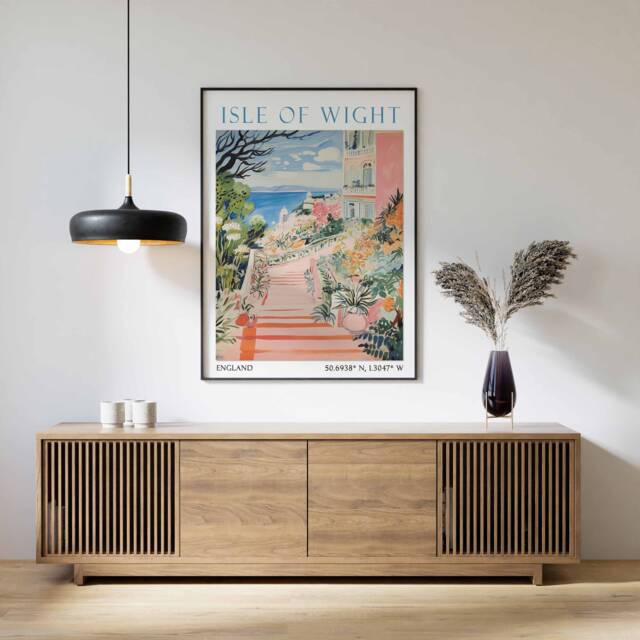 Isle Of Wight Travel Print, Poster, England Wall Art, Coastal English Gift, Seaside Art - image 1