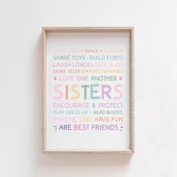 Sisters Prints, Girls Bedroom Decor, Playroom, Rainbow, Twins, Nursery Wall Art, Siblings, Sister Art - thumbnail 2