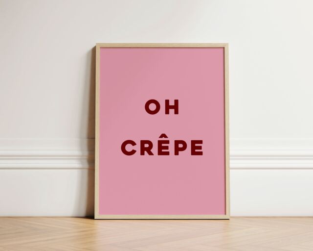 Oh Crepe Print, Pancakes Breakfast Poster, Funny Quote Kitchen Wall Art, Trendy Wall, Unframed - image 1