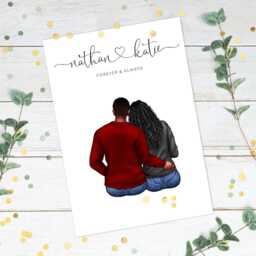 Personalised Couples Print, Boyfriend Girlfriend Custom Anniversary Picture, Wall Art Framed Present For Wife Husband - thumbnail 2