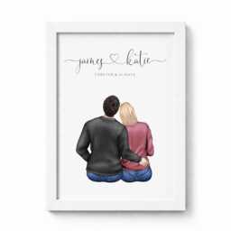 Personalised Couples Print, Boyfriend Girlfriend Custom Anniversary Picture, Wall Art Framed Present For Wife Husband - thumbnail 1