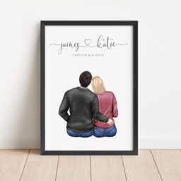 Personalised Couples Print, Boyfriend Girlfriend Custom Anniversary Picture, Wall Art Framed Present For Wife Husband - thumbnail 3