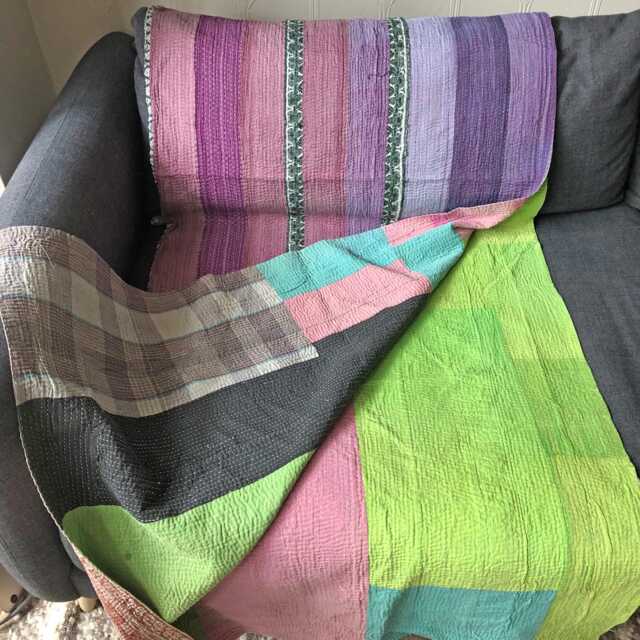 Sale Kantha Throw - Purple & Lilac. Reverse Multicoloured Unique/One Of A Kind/Vintage/Premium Quality - image 1