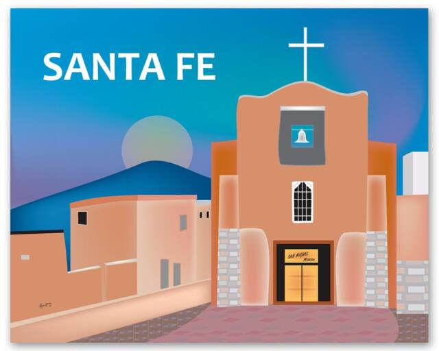 Santa Fe Art Print, New Mexico Poster, San Miguel Mission, Southwest, Chapel Art, Art - Style E8-O-Santa-Fe - image 1
