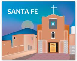 Santa Fe Art Print, New Mexico Poster, San Miguel Mission, Southwest, Chapel Art, Art - Style E8-O-Santa-Fe - thumbnail 1
