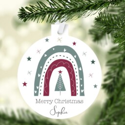 Personalised Rainbow Christmas Tree Bauble, Teacher Keepsake, Set Of 5 - thumbnail 2