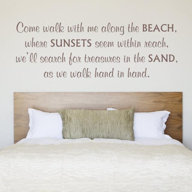 Come Walk With Me Along The Beach - Romantic Wall Quote Love Vinyl Words Bedroom Decor 158 - image 1