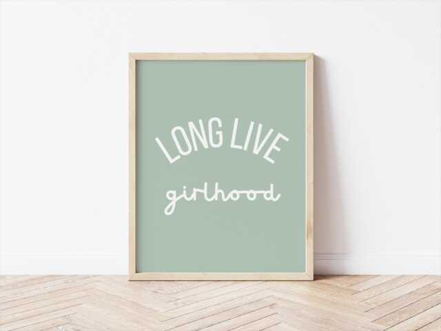 Sage Green Girlhood Wall Print, Girls Room Decor - image 1