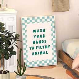 Wash Your Hands Ya Filthy Animal Bathroom Art Canvas Poster, Quote Wall Art, Aesthetic Decor, Retro Home Printed Gift - thumbnail 3