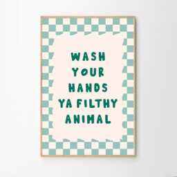 Wash Your Hands Ya Filthy Animal Bathroom Art Canvas Poster, Quote Wall Art, Aesthetic Decor, Retro Home Printed Gift - thumbnail 1