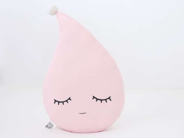Pastel Pink Raindrop Cushion With Pompom For Nursery Decor, Baby Shower Gift Idea Dreamy Pillow Gender Neutral Sky Kids Room Infant Bed - image 1