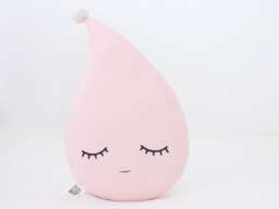Pastel Pink Raindrop Cushion With Pompom For Nursery Decor, Baby Shower Gift Idea Dreamy Pillow Gender Neutral Sky Kids Room Infant Bed - thumbnail 1