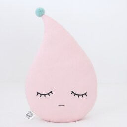 Pastel Pink Raindrop Cushion With Pompom For Nursery Decor, Baby Shower Gift Idea Dreamy Pillow Gender Neutral Sky Kids Room Infant Bed - thumbnail 2