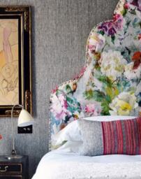 Marianne Fuchsia - Decorative Pillow Cover in This Gorgeous Designers Guild Fabric - Fabric On Anaxing Headboard - thumbnail 1