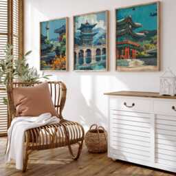 Set Of 3 South Korea Posters, Travel Prints, Seoul, Busan, Jeju Island Wall Art Set, Asian Landscape Korean Decor - thumbnail 4