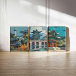 Set Of 3 South Korea Posters, Travel Prints, Seoul, Busan, Jeju Island Wall Art Set, Asian Landscape Korean Decor - thumbnail 2