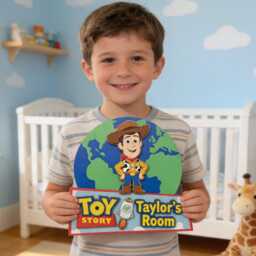 Personalized Toy Story Wooden Name Sign, Custom Kids Wall Decor, Room Kid Bedroom Door Sign - thumbnail 1