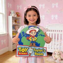 Personalized Toy Story Wooden Name Sign, Custom Kids Wall Decor, Room Kid Bedroom Door Sign - thumbnail 2
