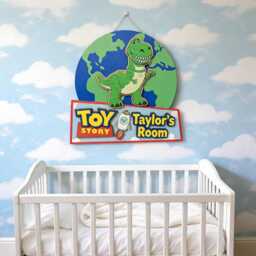 Personalized Toy Story Wooden Name Sign, Custom Kids Wall Decor, Room Kid Bedroom Door Sign - thumbnail 3