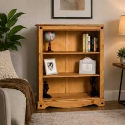 Solid Pine 2 Shelf Bookcase Small Wooden Storage Display Unit Living Room Furniture Cabinet - thumbnail 2
