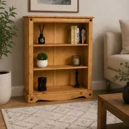 Solid Pine 2 Shelf Bookcase Small Wooden Storage Display Unit Living Room Furniture Cabinet