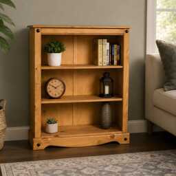 Solid Pine 2 Shelf Bookcase Small Wooden Storage Display Unit Living Room Furniture Cabinet - thumbnail 3