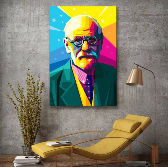 Sigmund Freud Founder Of Psychoanalysis - Digital Art On Canvas For Home & Office Pop Wall Decor Gift Print - image 1