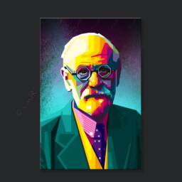 Sigmund Freud Founder Of Psychoanalysis - Digital Art On Canvas For Home & Office Pop Wall Decor Gift Print - thumbnail 3