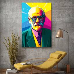 Sigmund Freud Founder Of Psychoanalysis - Digital Art On Canvas For Home & Office Pop Wall Decor Gift Print - thumbnail 1