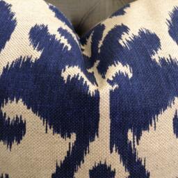 Navy Blue Ikat Pillow Cover, Modern Boho Throw - thumbnail 3