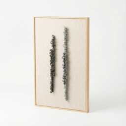 Textured Wool Wall Art - Grey Cream Japandi Textile Sculpture Framed Vi