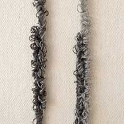 Textured Wool Wall Art - Grey Cream Japandi Textile Sculpture Framed Vi - thumbnail 2