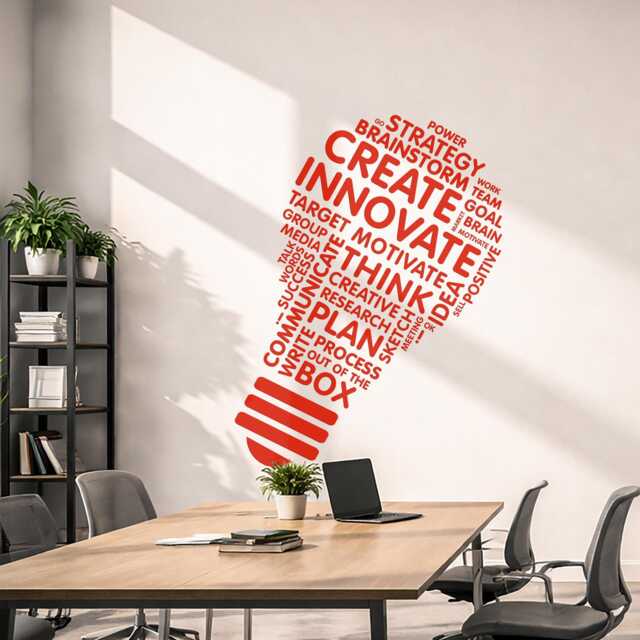 Create Innovate Lightbulb Vinyl Wall Decal Office Inspiration 2868Di - image 1